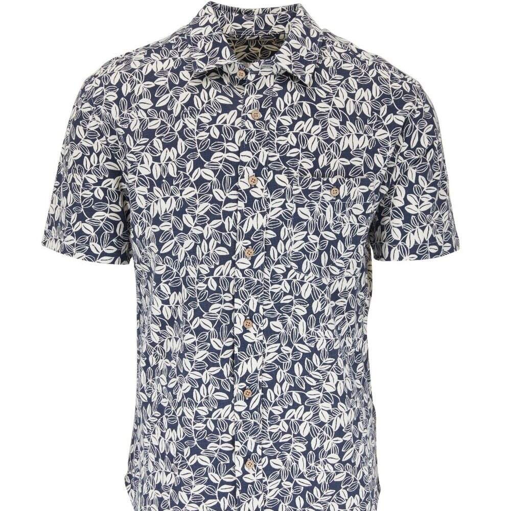 Faherty Avalinas Blue Short Sleeve Knit Sport Short Sleeve Shirt Size Small EUC